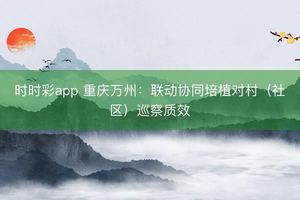 时时彩app 重庆万州:联动协同培植对村(社区)巡察质效
