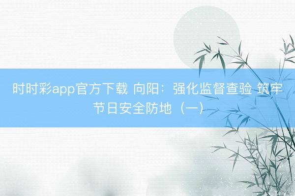 时时彩app官方下载 向阳：强化监督查验 筑牢节日安全防地（一）