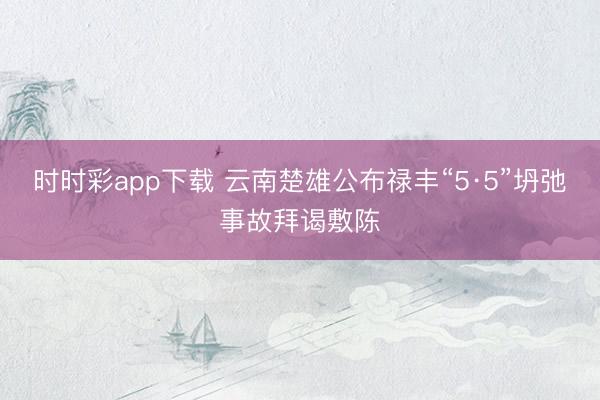 时时彩app下载 云南楚雄公布禄丰“5·5”坍弛事故拜谒敷陈